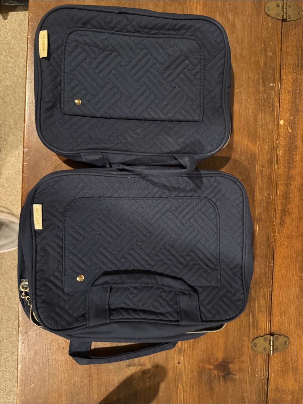 Navy Quilted Toiletry Bag Set - Unbranded